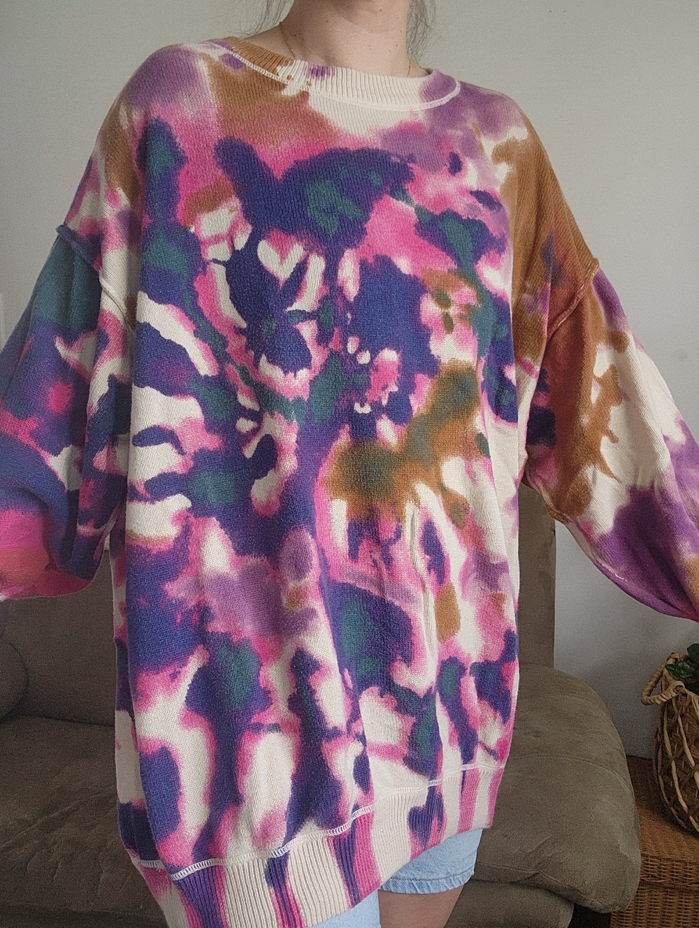 Natural Life Taylor Oversized Tie-Dye Cotton Sweater Size Large/XL - Picture 2 of 5